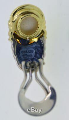 Vintage David Yurman Capri 14k Gold Sterling Silver Mabe Pearl Omega Earrings
