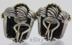 Vintage David Yurman Sterling Silver & 14k Gold Cable Omega Back Earrings MAV NR