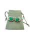 Vintage David Yurman Sterling Silver & Gold Green Jade Cable Earrings Pouch