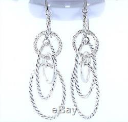 Vintage David Yurman sterling silver drop earrings with pave diamond details