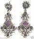 Vintage Design Taxco Mexican 925 Sterling Silver Scroll Amethyst Earrings Mexico
