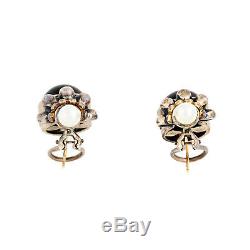 Vintage Designer Sterling 925 Silver 14k Gold Onyx Pearl Scalloped. 97 Earrings