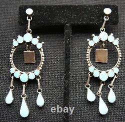 Vintage Dishta Zuni Indian Sterling Silver Turquoise Earrings