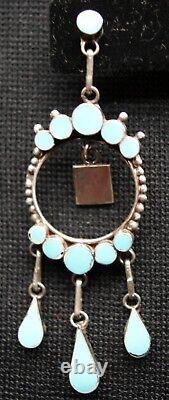 Vintage Dishta Zuni Indian Sterling Silver Turquoise Earrings