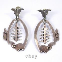Vintage Earrings Artisan Taxco Figural Sterling Silver