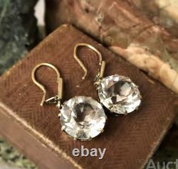Vintage Earrings Silver 875 Rock Crystal Women's Jewelry Leningrad Rare Old 20th