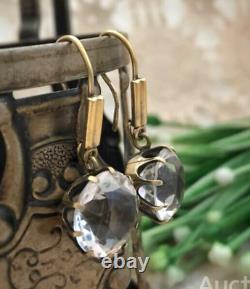 Vintage Earrings Silver 875 Rock Crystal Women's Jewelry Leningrad Rare Old 20th