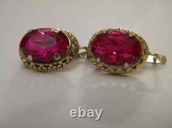 Vintage Earrings Sterling Silver 875 Gilding Women Jewelry Russian Soviet USSR