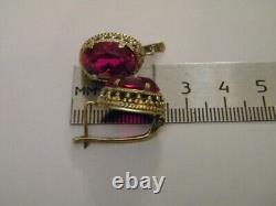 Vintage Earrings Sterling Silver 875 Gilding Women Jewelry Russian Soviet USSR