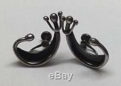 Vintage Ed Wiener, New York Modernist Sterling Silver Screw Back Earrings