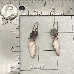 Vintage Enamel Amethyst Sterling Silver Dangle Earrings
