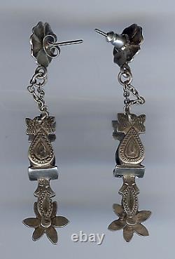 Vintage Engraved Sterling Silver And Brass Movable Cowboy Spurs Dangle Earrings