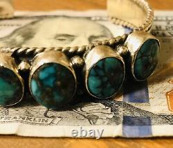 Vintage Estate Natural Turquoise Cuff Bracelet VTG Sterling Nice Color
