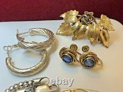 Vintage Estate Sterling Silver & 12k Gf Lot Jewelry Earrings Bracelet Sapphire