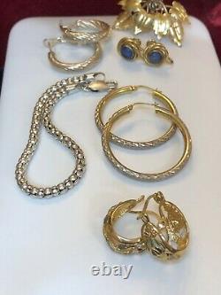 Vintage Estate Sterling Silver & 12k Gf Lot Jewelry Earrings Bracelet Sapphire