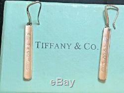 Vintage Estate Sterling Silver Authentic Tiffany & Co. Earrings 1837 Bar