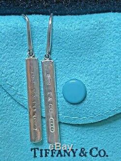 Vintage Estate Sterling Silver Authentic Tiffany & Co. Earrings 1837 Bar