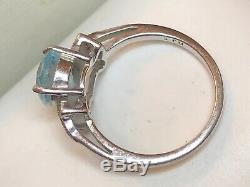 Vintage Estate Sterling Silver Blue Topaz Ring Signed Rj5 & Earring Gemstone