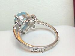 Vintage Estate Sterling Silver Blue Topaz Ring Signed Rj5 & Earring Gemstone