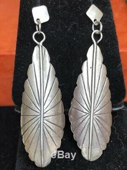 Vintage Estate Sterling Silver Native American Earrings Signed F. Ramone