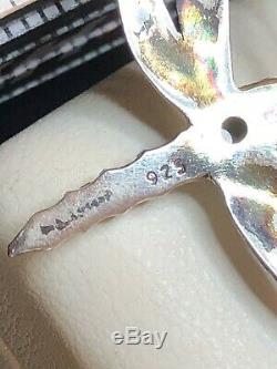 Vintage Estate Sterling Silver Opal Butterfly Earrings & Pendant Or Pin Set