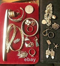 Vintage Estate Sterling Silver Scrape Bag Earrings Bracelets Necklace As Is 165g