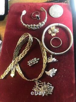 Vintage Estate Sterling Silver Scrape Bag Earrings Bracelets Necklace As Is 165g
