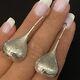 Vintage Estate Sterling Silver Tear Drop Hand Carved Dangle Earrings 2 X 13/16