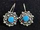 Vintage Estate Sterling Silver Turquoise Earrings Made In Mexico Drop