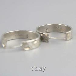 Vintage Etched Sterling Silver Hoops Mexican Mexico Hoop Earrings Gift for Her