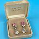 Vintage Farrah Fawcett Dangle Earrings Sterling Silver Marked 925 Pink And Clear