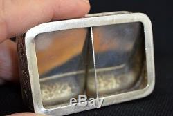 Vintage Fine Heavy Repousse Sterling Silver Stamp Box Earring Box 75.3 g