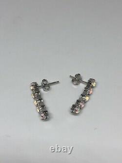 Vintage Fire Opal Eariings 925 Sterling Silver Studs