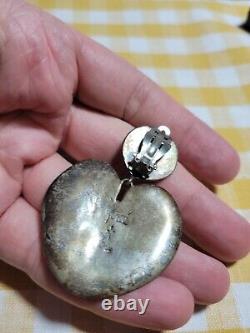 Vintage Foree Hunsicker Sterling Silver Lilly Pad Clip Earrings