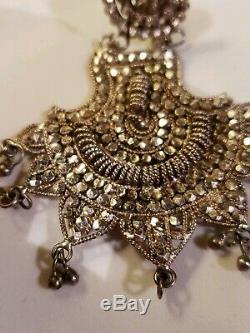 Vintage Frida Style Mexican 925 Sterling Silver Filigree Earrings 29 grams