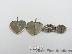 Vintage Genuine Return to Tiffany Co NY Sterling Silver Love Heart Earrings