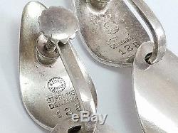 Vintage Georg Jensen Denmark Long Sterling Silver Modernist Screw-back Earrings