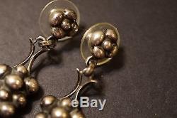 Vintage Georg Jensen Sterling Silver Grape Earrings with Box, Denmark, 40 B