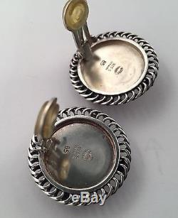 Vintage Georg Jensen Sterling Silver Round Clip On Earrings Denmark 85