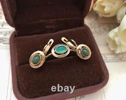 Vintage Gilt Sterling Silver 925 Set Women Jewelry Ring Stud Earrings Jade S 8