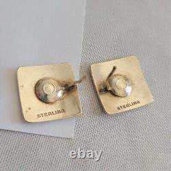 Vintage Gorgeous Chunky Floral Engraved Square Retro Stud Earrings