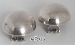 Vintage Gucci 925 Sterling Silver Dome Oval Modernist Omega Clip On Earrings
