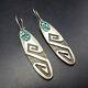 Vintage Hopi Sterling Silver Overlay & Turquoise Chip Inlay Earrings Pierced