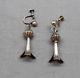 Vintage Handmade Sterling Silver Fluted Squash Blossom Drop Dangle Earrings