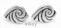 Vintage Hector Aguilar Taxco Mexican Sterling Silver Shell Form Earrings 20702