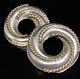Vintage Huge Sterling Silver Earrings 925 Brass Accent Hoops Large Taxco Mexico