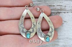 Vintage Indian Native American Turquoise Sterling Silver Earrings Beautiful
