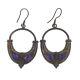 Vintage Indonesian Sterling Silver And Amethyst Dangle Earrings Wire Hooks