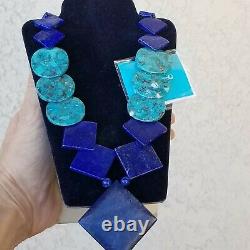 Vintage JAY KING DTR NWT Sterling 925 Earrings Turquoise & Lapis Stones Necklace