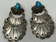 Vintage Jb Sterling Silver Turquoise Native American Navajo Dangle Earrings